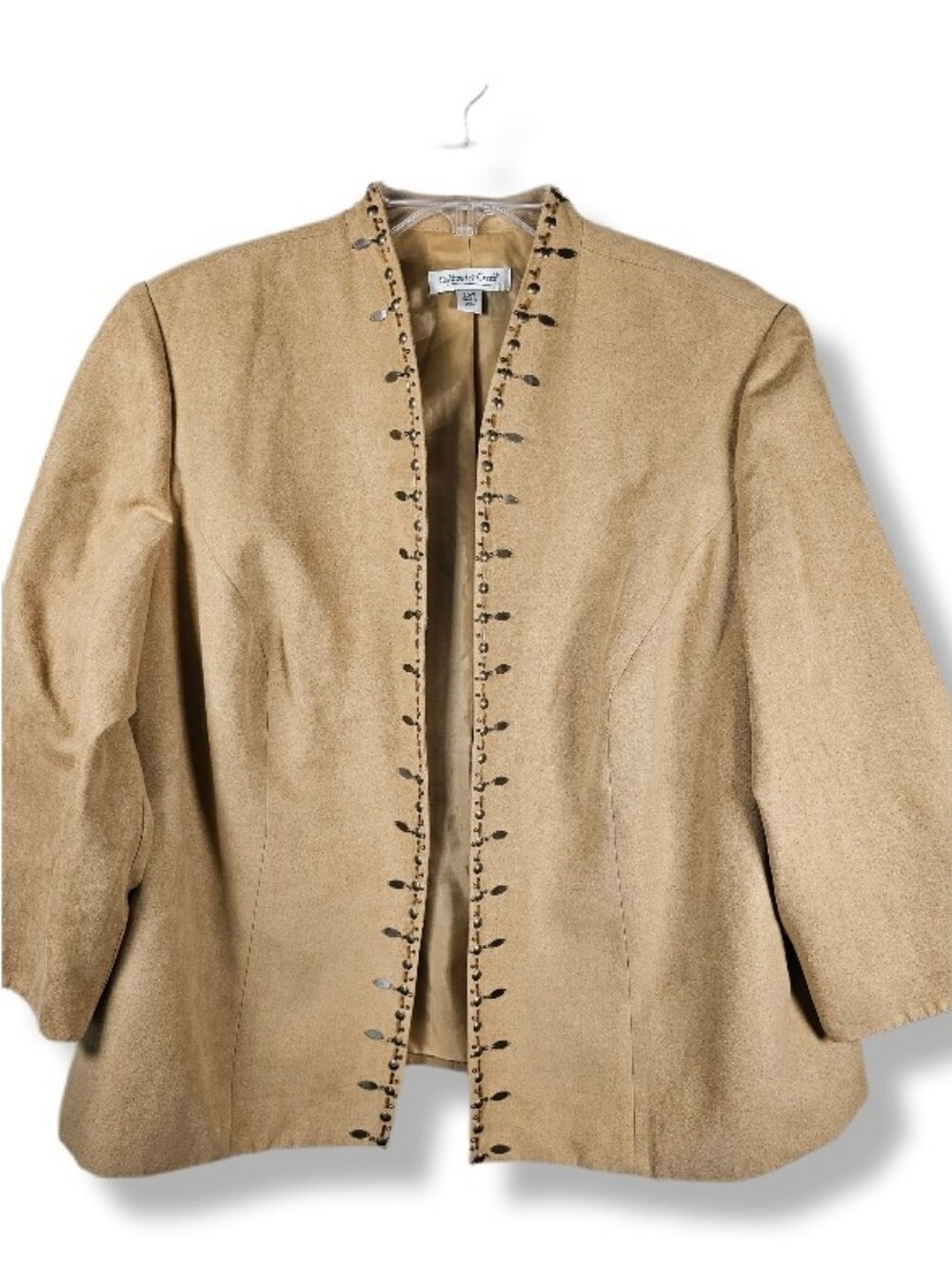 Coldwater Creek Metallic Embellished Open Jacket Size 20W Faux Suede Western